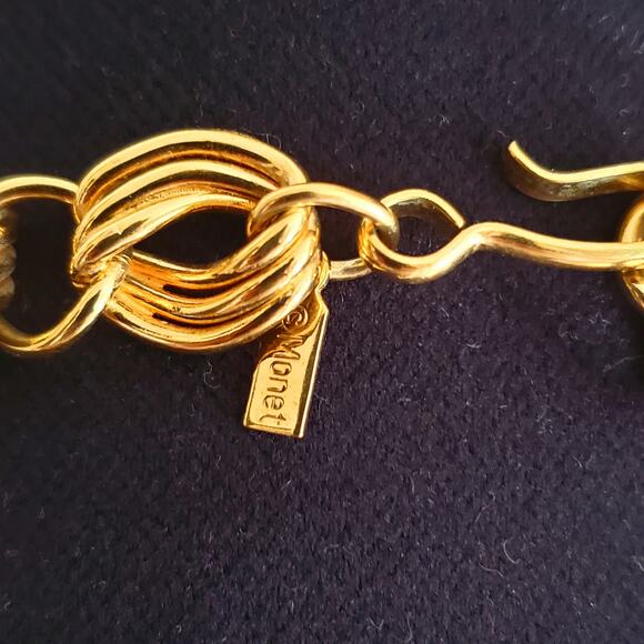 Monet Retro Gold Tone Link Necklace Chunky Bold Statement Graduated Chain Vtg - Picture 6 of 11